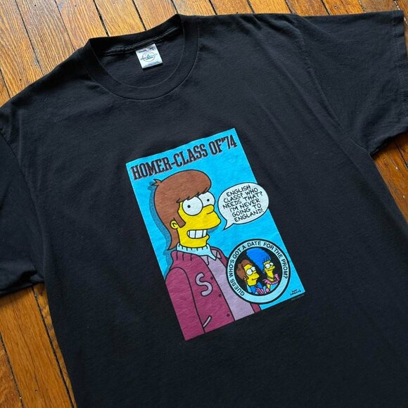 Vintage Y2K 2002 Delta Pro Weight The Simpsons T-Shirt Men Large Black Multi L - Picture 2 of 7